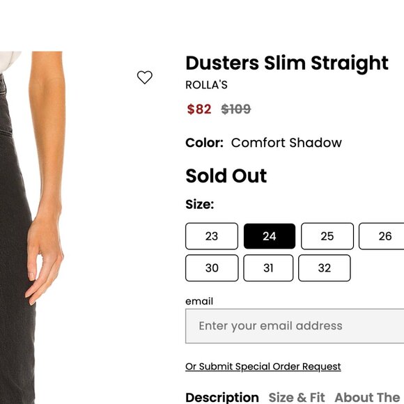 ROLLA'S Dusters Slim Straight Jean in Comfort Shadow - Size 24 (Aussie 6) - Picture 8 of 8